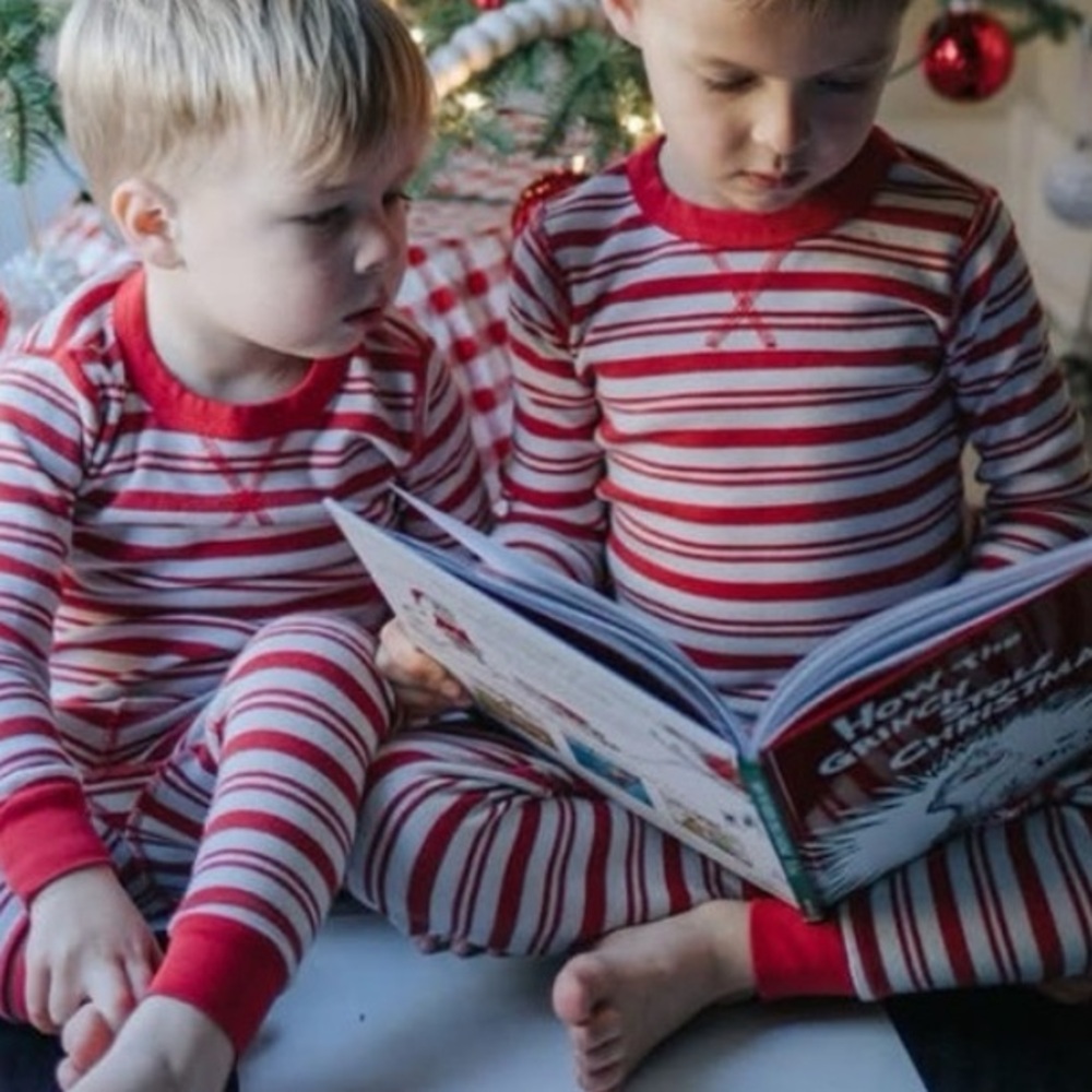 Pact organic cotton unisex kids Candy Cane Pajama Top